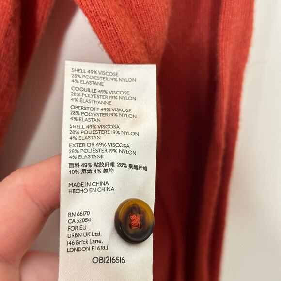 ANTHROPOLOGIE Elsa Rib Button Front Belt Maxi Sweater Dress Orange Sz XS {2C48} - Picture 8 of 8